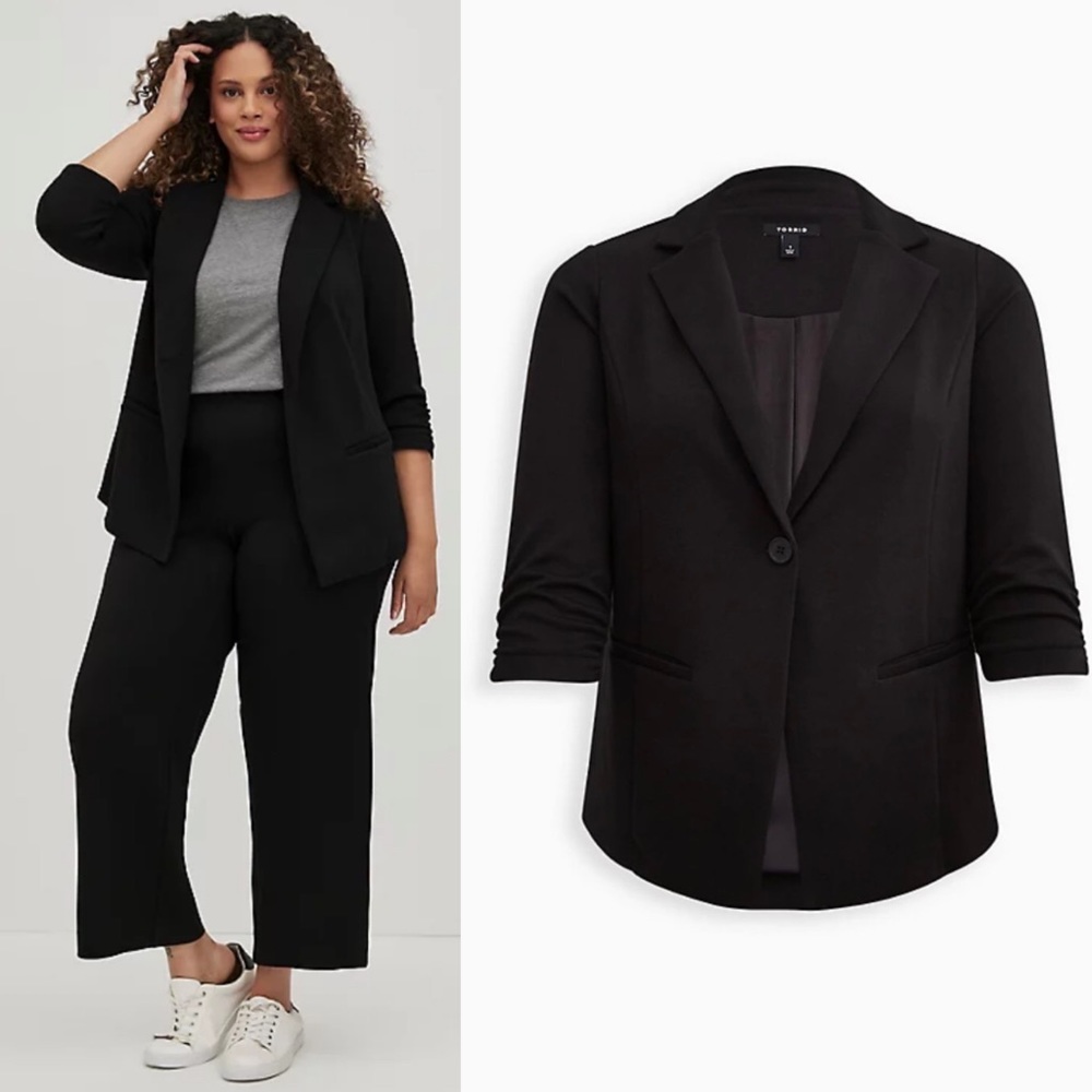 TORRID BLACK STUDIO CUPRO CLASSIC BLAZER